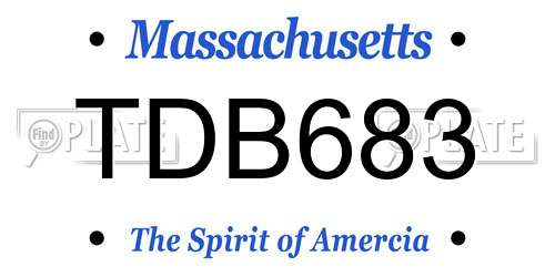 TDB683 Massachusetts License Plate