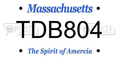TDB804 Massachusetts License Plate