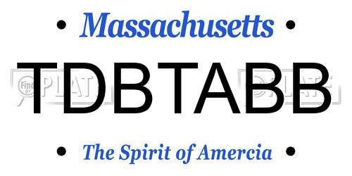 TDBTABB Massachusetts License Plate