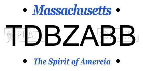 TDBZABB Massachusetts License Plate