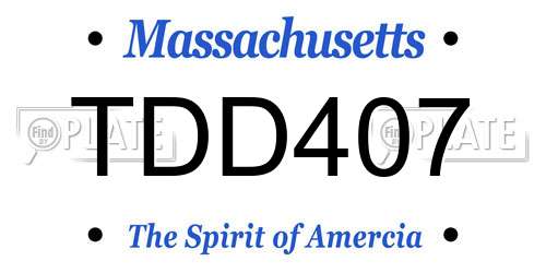 TDD407 Massachusetts License Plate