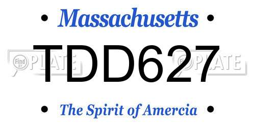 TDD627 Massachusetts License Plate