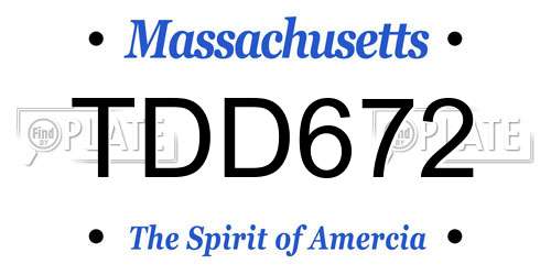 TDD672 Massachusetts License Plate