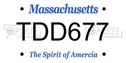 TDD677 Massachusetts License Plate