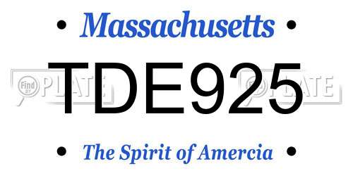 TDE925 Massachusetts License Plate