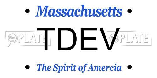 TDEV Massachusetts License Plate