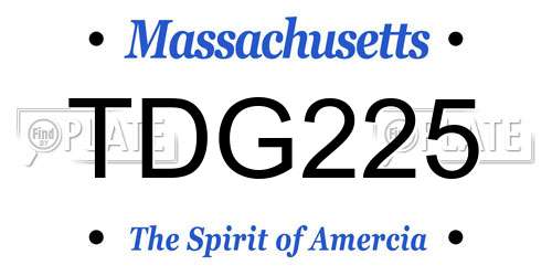 TDG225 Massachusetts License Plate