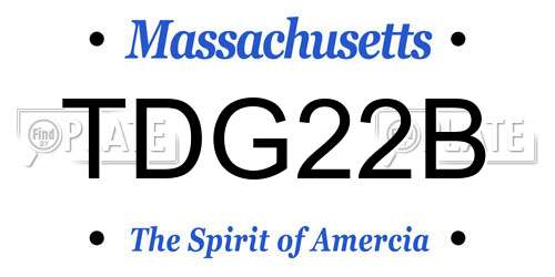 TDG22B Massachusetts License Plate