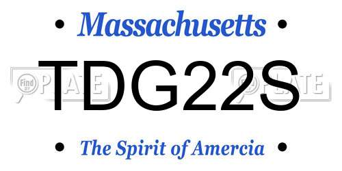 TDG22S Massachusetts License Plate