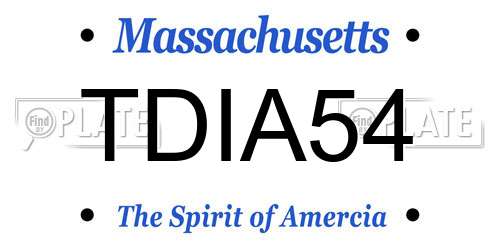 TDIA54 Massachusetts License Plate
