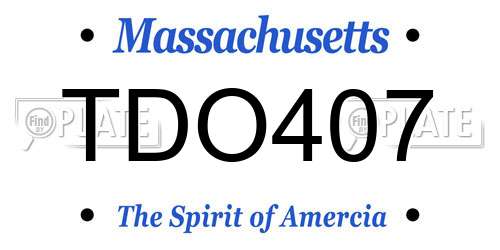 TDO407 Massachusetts License Plate