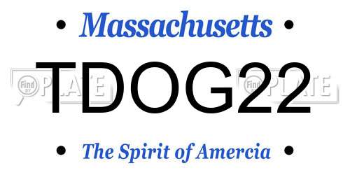 TDOG22 Massachusetts License Plate