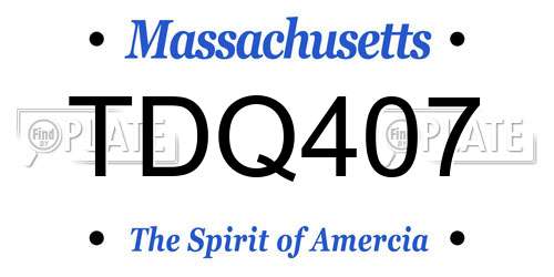 TDQ407 Massachusetts License Plate