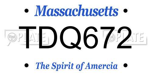 TDQ672 Massachusetts License Plate