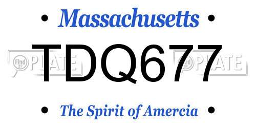 TDQ677 Massachusetts License Plate