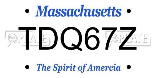 TDQ67Z Massachusetts License Plate