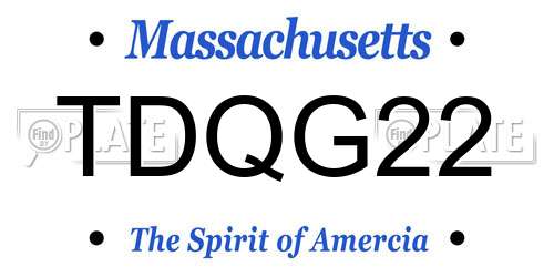 TDQG22 Massachusetts License Plate