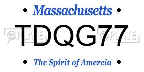 TDQG77 Massachusetts License Plate