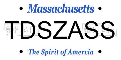 TDSZASS Massachusetts License Plate