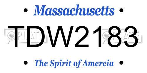 TDW2183 Massachusetts License Plate