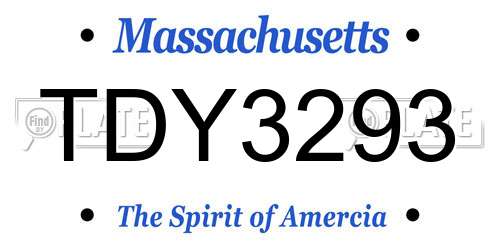 TDY3293 Massachusetts License Plate