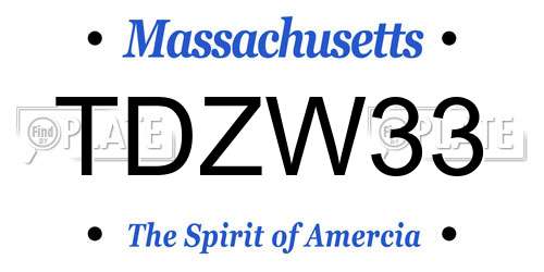 TDZW33 Massachusetts License Plate