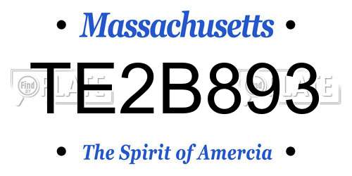 TE2B893 Massachusetts License Plate