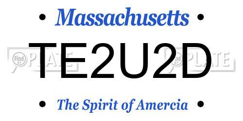 TE2U2D Massachusetts License Plate
