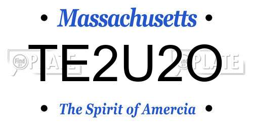 TE2U2O Massachusetts License Plate