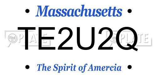 TE2U2Q Massachusetts License Plate