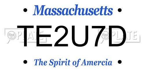 TE2U7D Massachusetts License Plate