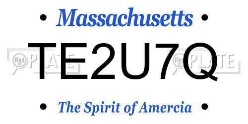 TE2U7Q Massachusetts License Plate