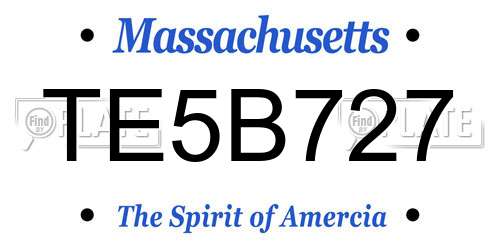 TE5B727 Massachusetts License Plate
