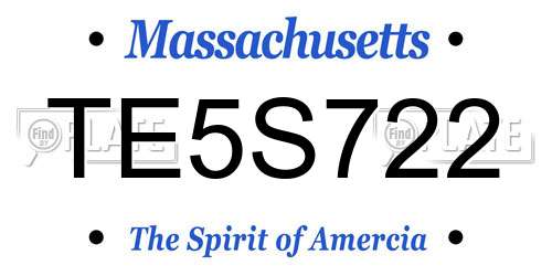 TE5S722 Massachusetts License Plate