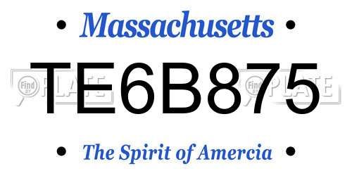 TE6B875 Massachusetts License Plate