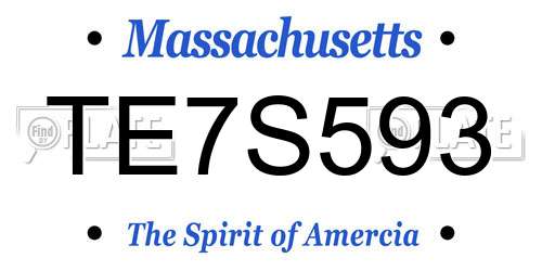 TE7S593 Massachusetts License Plate