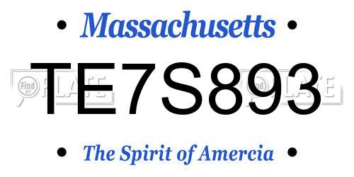 TE7S893 Massachusetts License Plate