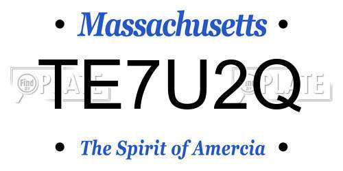 TE7U2Q Massachusetts License Plate