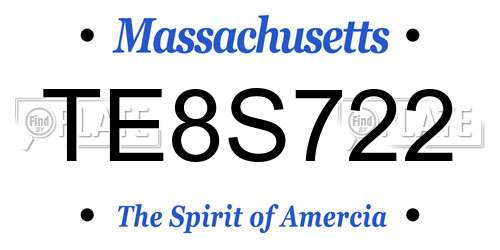 TE8S722 Massachusetts License Plate