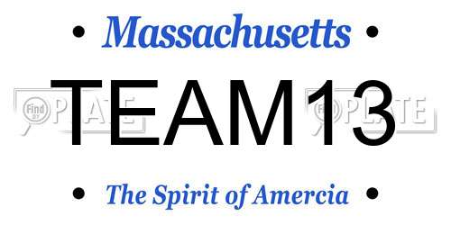 TEAM13 Massachusetts License Plate