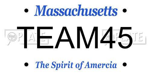 TEAM45 Massachusetts License Plate
