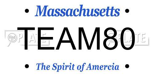 TEAM80 Massachusetts License Plate