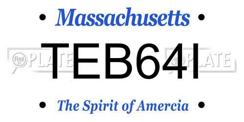 TEB64I Massachusetts License Plate