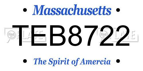 TEB8722 Massachusetts License Plate