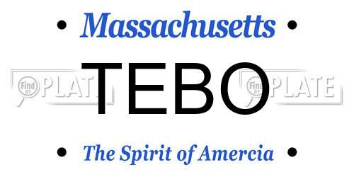 TEBO Massachusetts License Plate