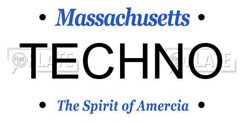 TECHNO Massachusetts License Plate
