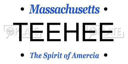 TEEHEE Massachusetts License Plate