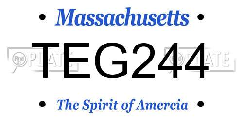 TEG244 Massachusetts License Plate