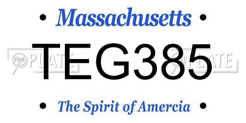 TEG385 Massachusetts License Plate