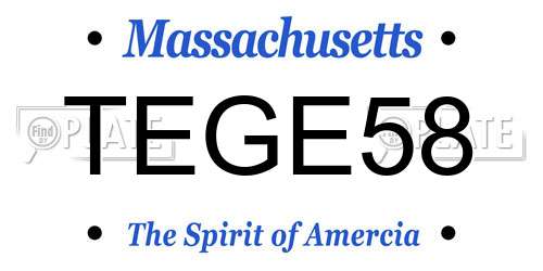 TEGE58 Massachusetts License Plate